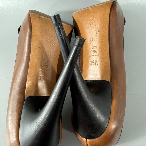 Authentic Marni Brown Leather Platform Square Toe Pumps, Size 35.5 - Picture 14 of 16